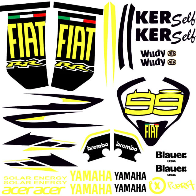 Kit pegatinas Yamaha Jog R/RR fiat Lorenzo flúor - Imagen 4