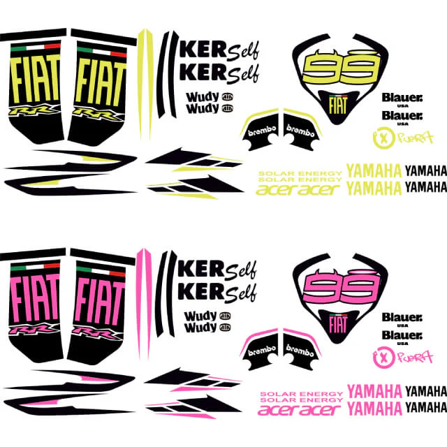 Kit pegatinas Yamaha Jog R/RR fiat Lorenzo flúor